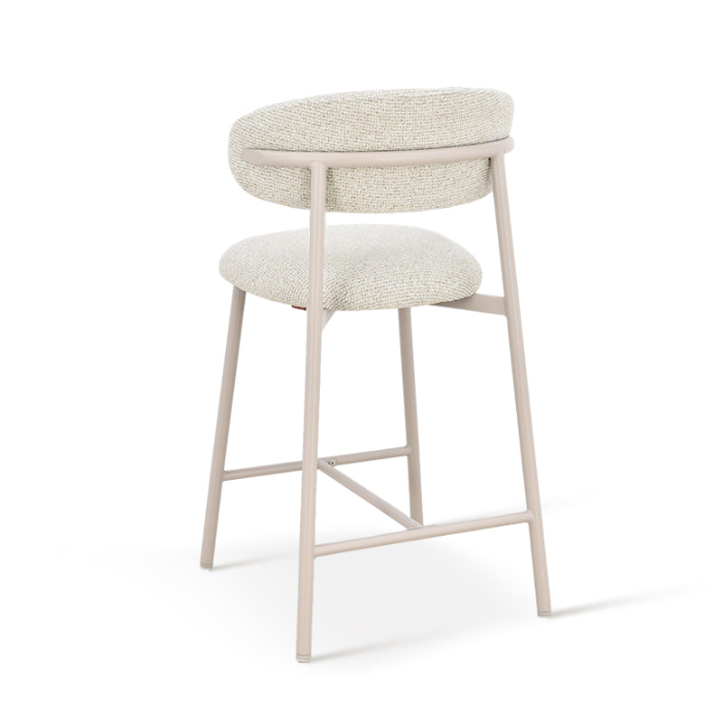 Taburete Zahra S 65cm con respaldo [Juego de 2] [Tejido efecto lino]