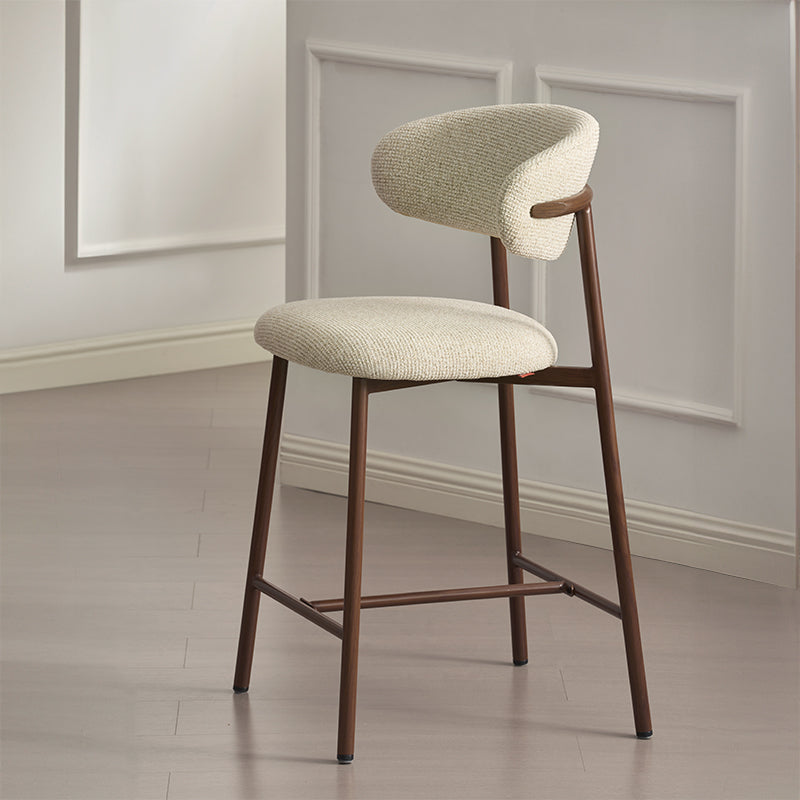 Taburete Zahra S 65cm con respaldo [Juego de 2] [Tejido efecto lino]