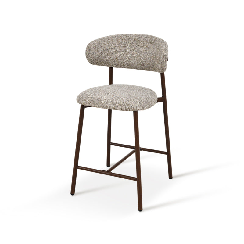 Taburete Zahra S 65cm con respaldo [Juego de 2] [Tejido efecto lino]