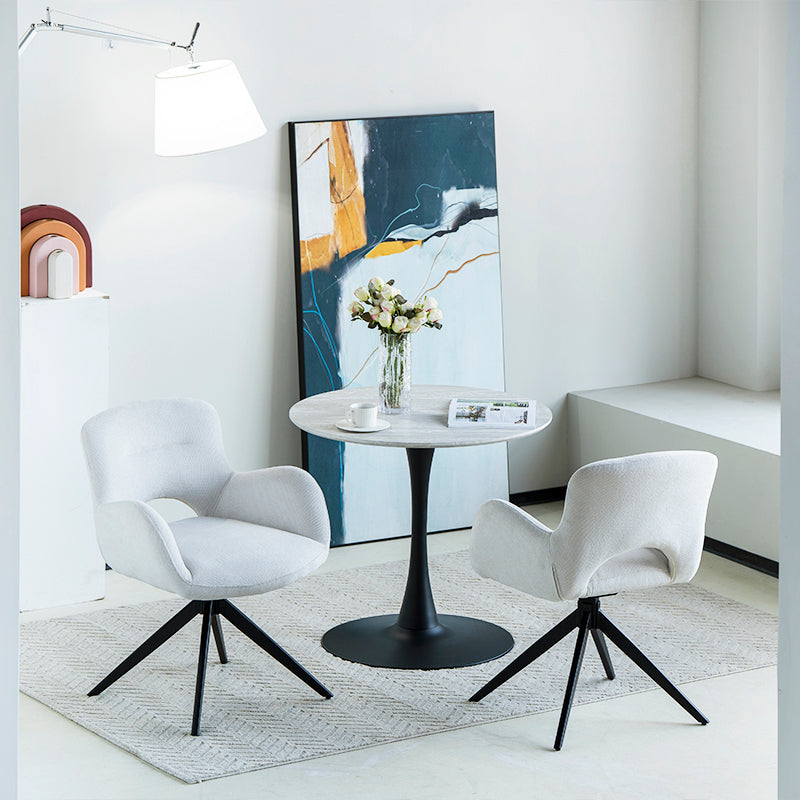 Mesa de comedor redonda Tiana y dos sillas de comedor giratorias Freya de 360° [Juego de comedor]