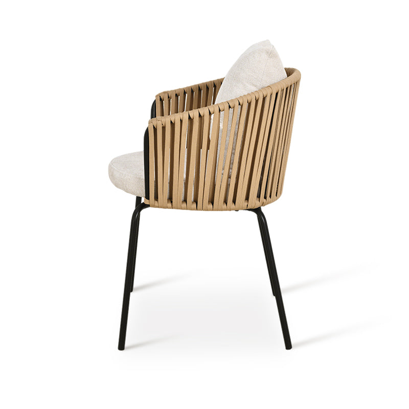 Silla de jardín con reposabrazos Louisa [Lote de 1] [Tejido efecto lino]