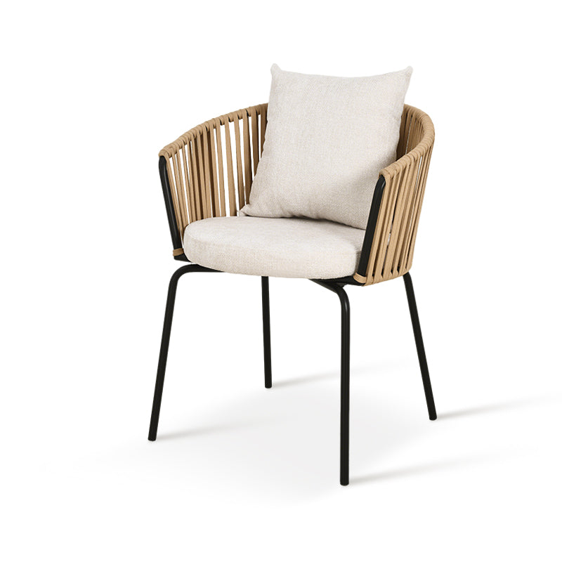 Silla de jardín con reposabrazos Louisa [Lote de 1] [Tejido efecto lino]