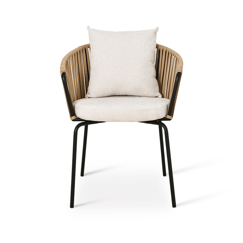 Silla de jardín con reposabrazos Louisa [Lote de 1] [Tejido efecto lino]