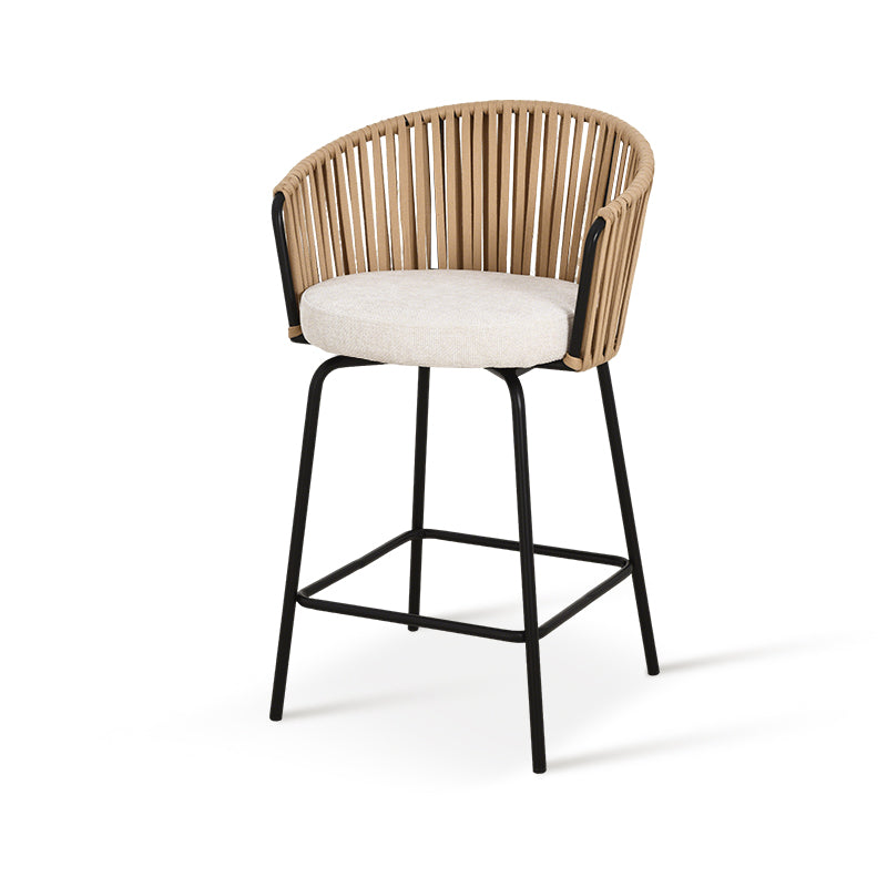 Taburete exterior Louisa en efecto lino con reposabrazos 65cm [Lote de 2]