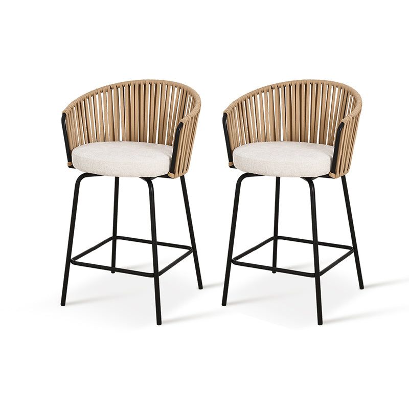 Taburete exterior Louisa en efecto lino con reposabrazos 65cm [Lote de 2]