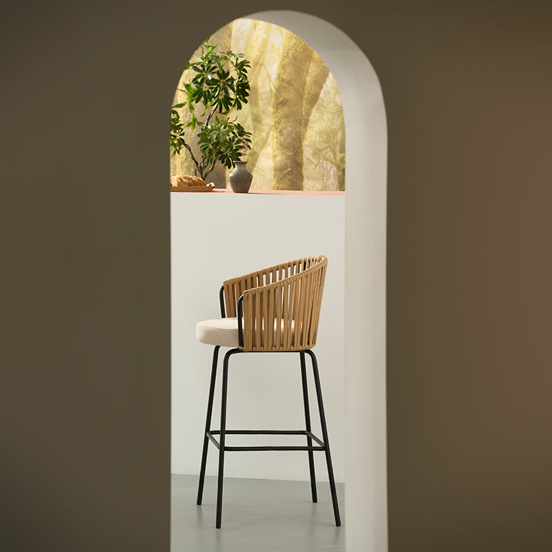 Taburete exterior Louisa en efecto lino con reposabrazos 65cm [Lote de 2]