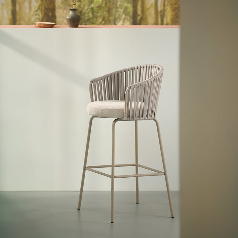 Taburete exterior Louisa en efecto lino con reposabrazos 65cm [Lote de 2]