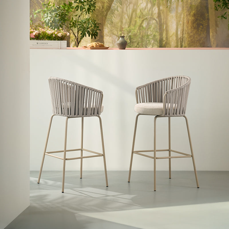 Taburete exterior Louisa en efecto lino con reposabrazos 65cm [Lote de 2]