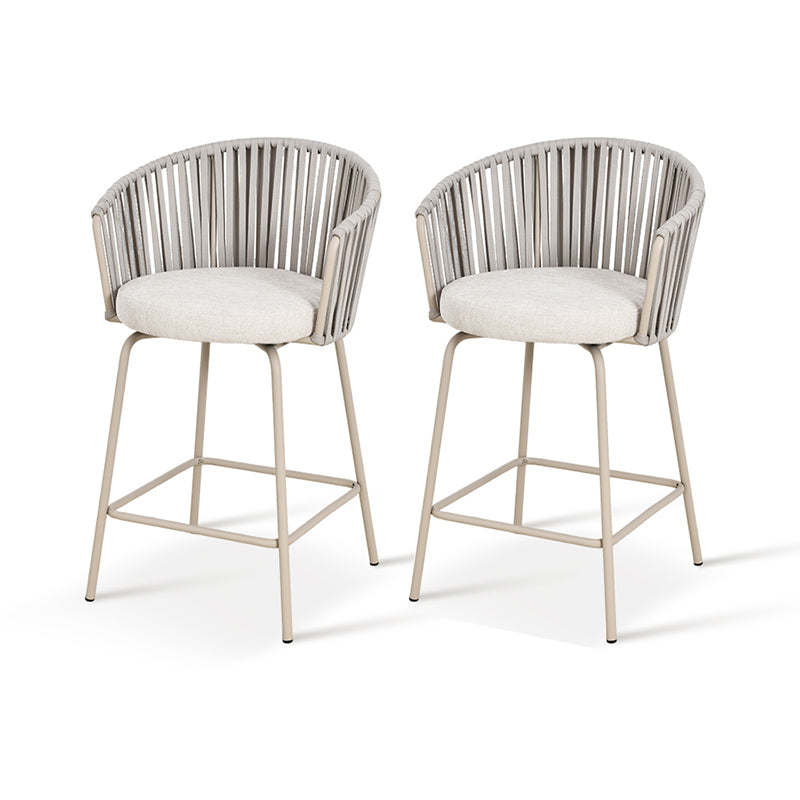 Taburete exterior Louisa en efecto lino con reposabrazos 65cm [Lote de 2]