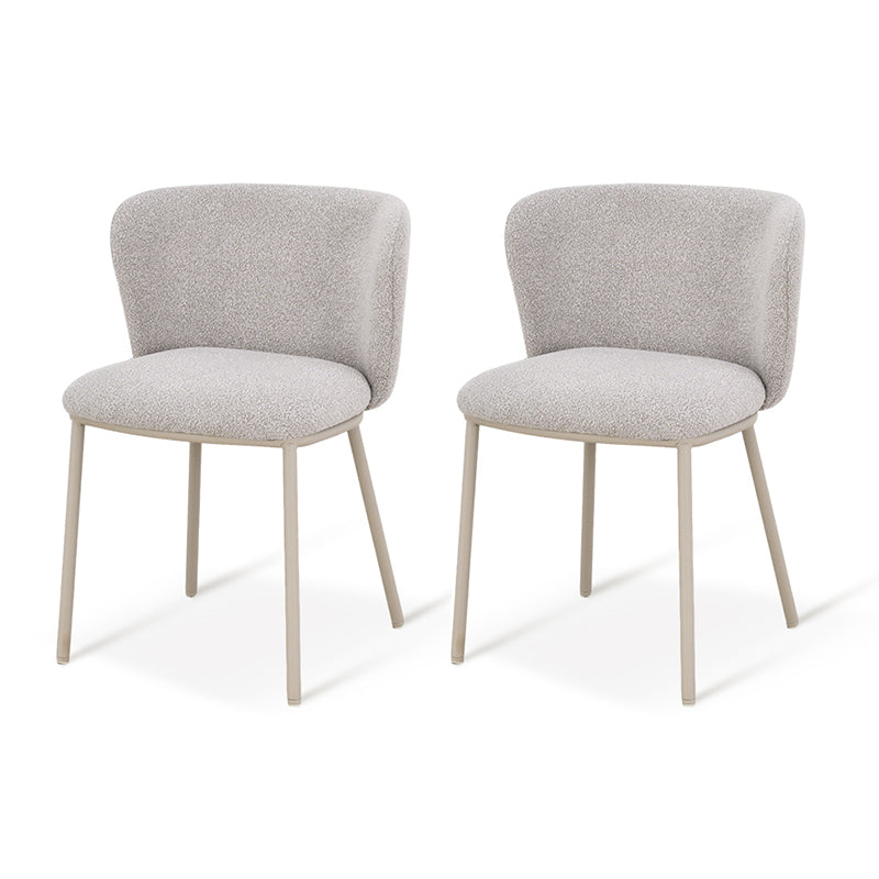 Silla de comedor Karin [Juego de 2] [Tejido con bucle y efecto lino]