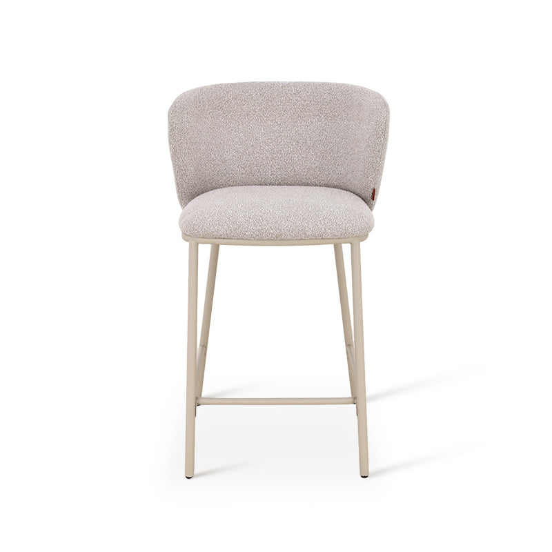 Taburete alto Karin en bucle y tejido efecto lino 65cm con respaldo [Juego de 2]