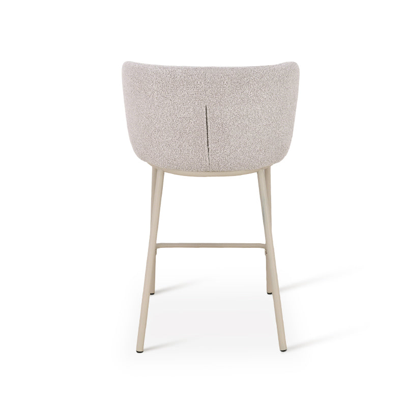 Taburete alto Karin en bucle y tejido efecto lino 65cm con respaldo [Juego de 2]