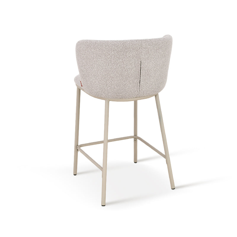 Taburete alto Karin en bucle y tejido efecto lino 65cm con respaldo [Juego de 2]