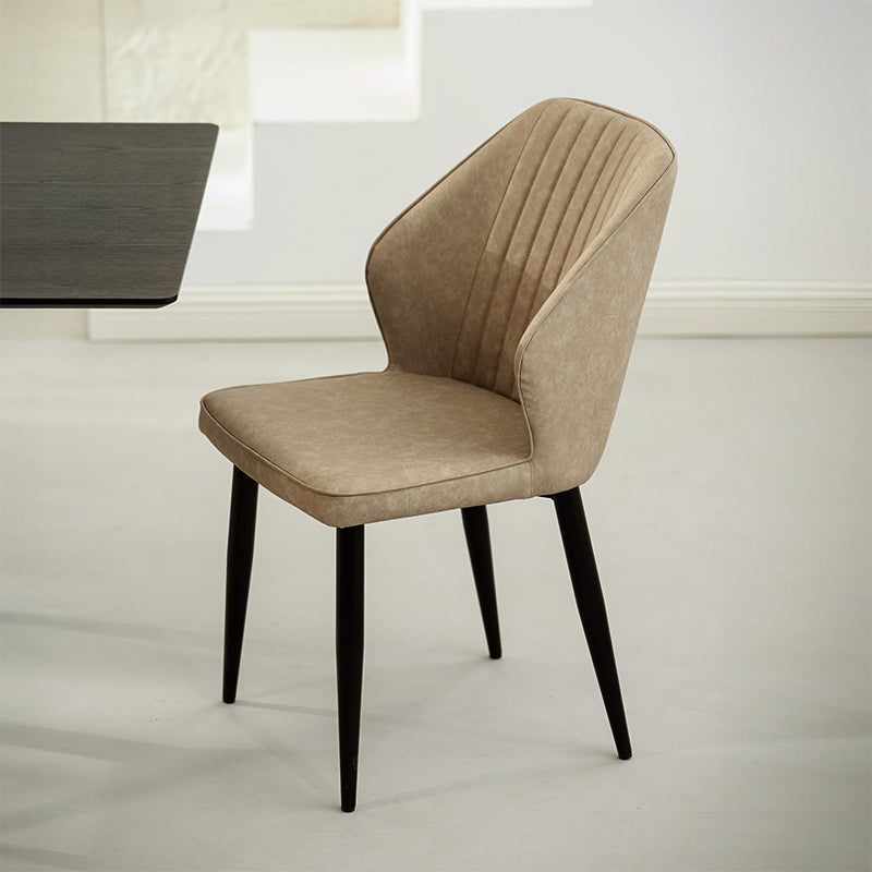 Silla de comedor Aleena [Juego de 2] [Piel sintética] [Beige]