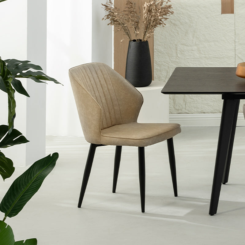 Silla de comedor Aleena [Juego de 2] [Piel sintética] [Beige]