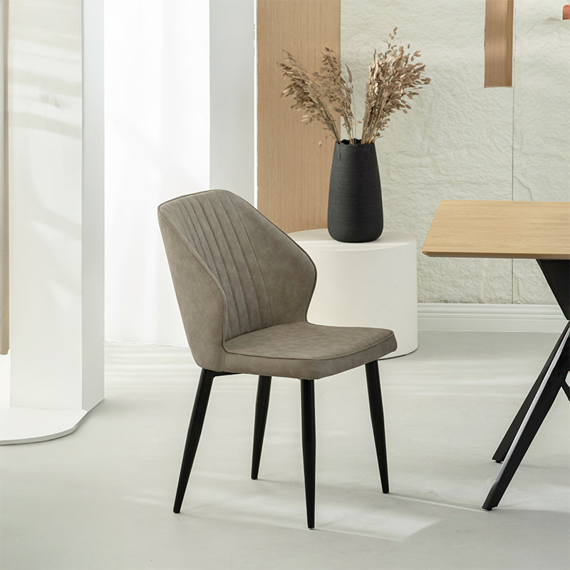 Silla de comedor Aleena [Juego de 2] [Piel sintética] [Beige]