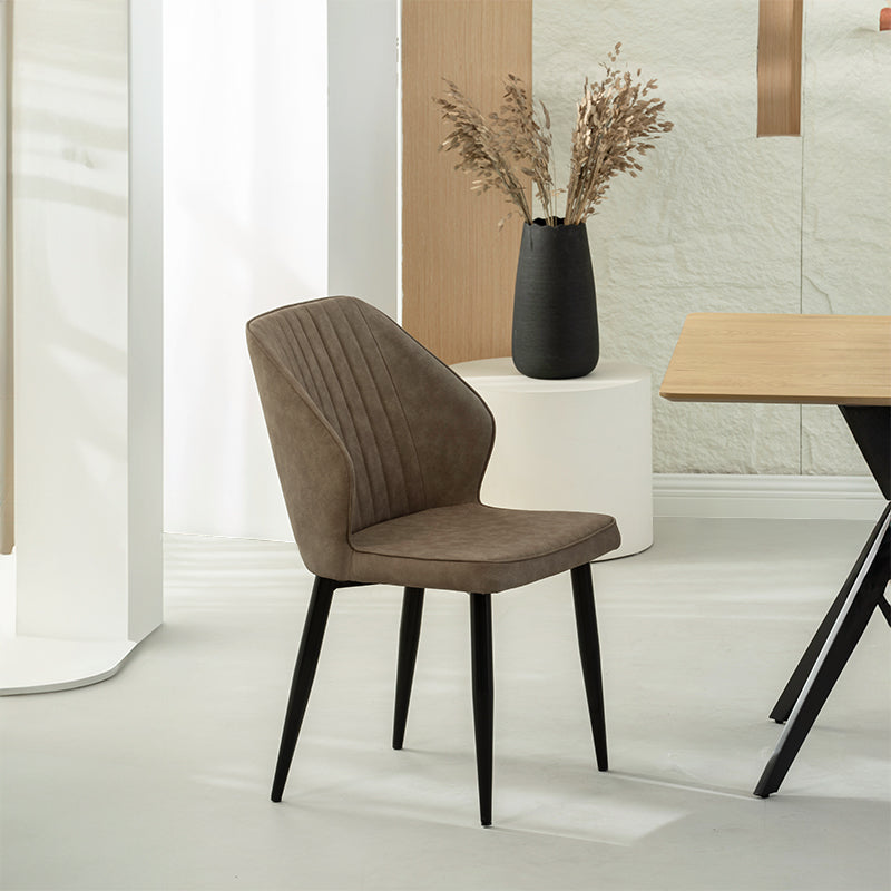 Silla de comedor Aleena [Juego de 2] [Piel sintética] [Beige]