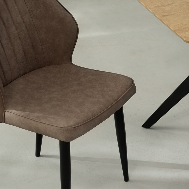 Silla de comedor Aleena [Juego de 2] [Piel sintética] [Beige]