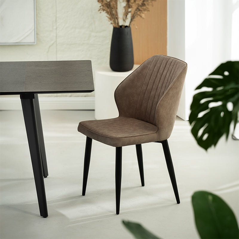 Silla de comedor Aleena [Juego de 2] [Piel sintética] [Beige]