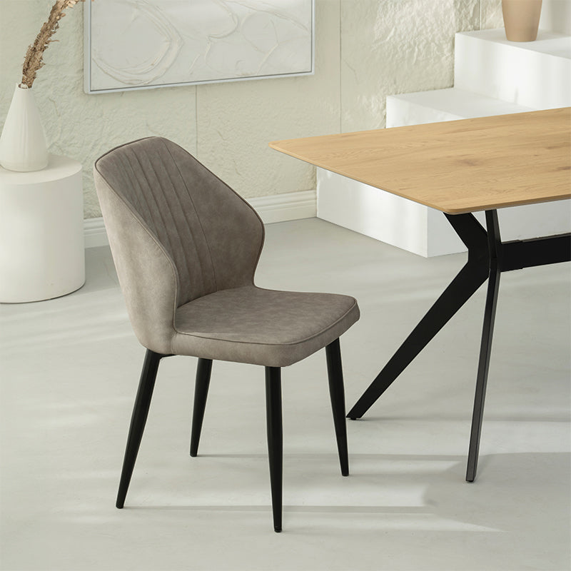 Silla de comedor Aleena [Juego de 2] [Piel sintética] [Beige]