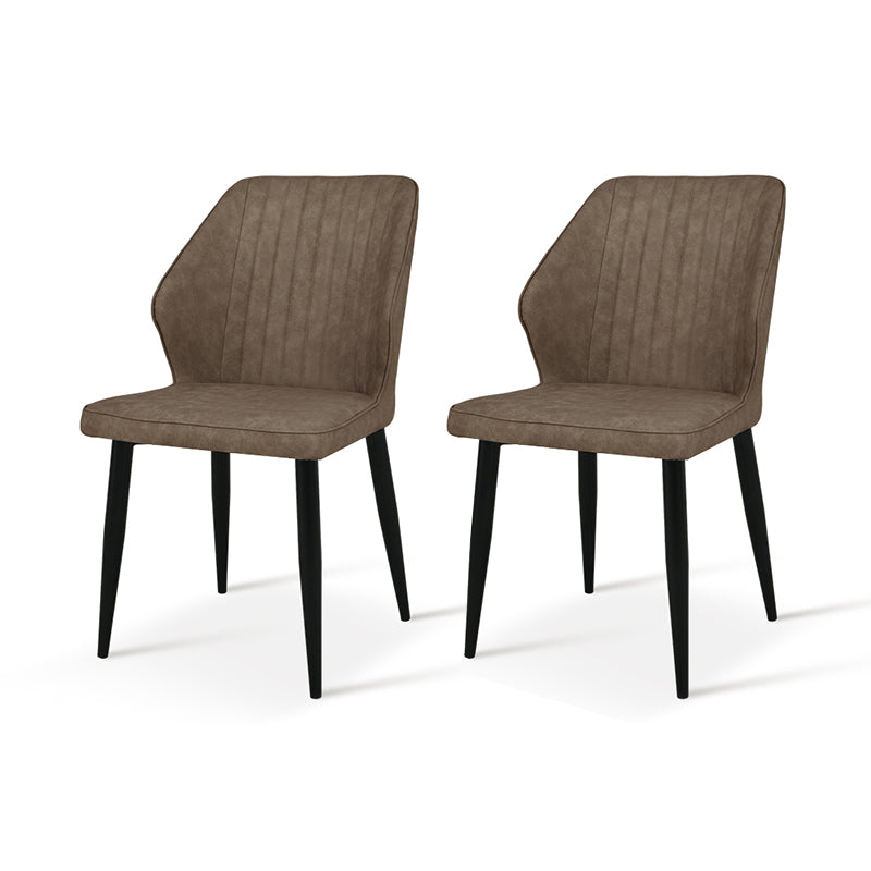 Silla de comedor Aleena [Juego de 2] [Piel sintética] [Beige]