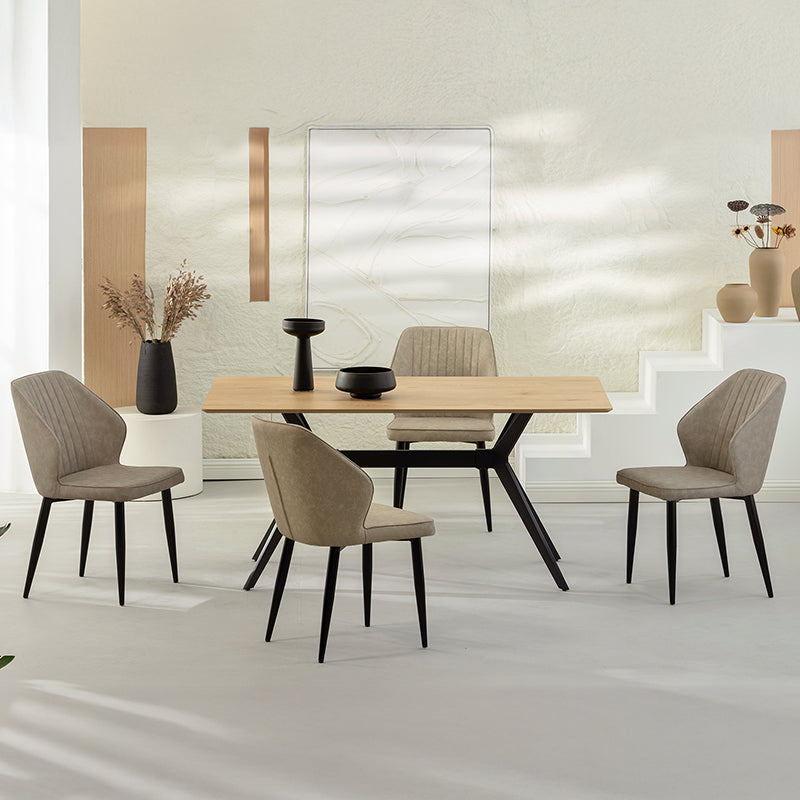 Silla de comedor Aleena [Juego de 2] [Piel sintética] [Beige]