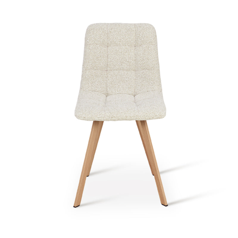 Silla de comedor elegante Aoife [Juego de 2] [Tela de lino] [Patas de metal de roble]