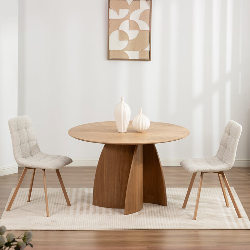 Silla de comedor elegante Aoife [Juego de 2] [Tela de lino] [Patas de metal de roble]