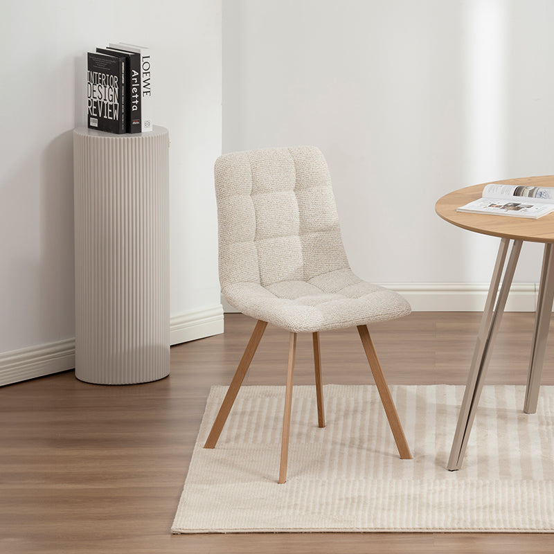 Silla de comedor elegante Aoife [Juego de 2] [Tela de lino] [Patas de metal de roble]
