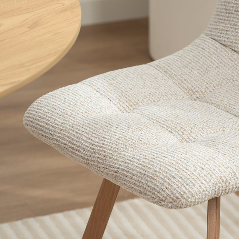 Silla de comedor elegante Aoife [Juego de 2] [Tela de lino] [Patas de metal de roble]