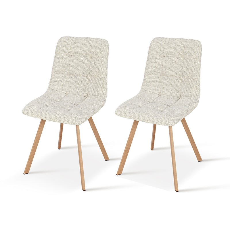 Silla de comedor elegante Aoife [Juego de 2] [Tela de lino] [Patas de metal de roble]