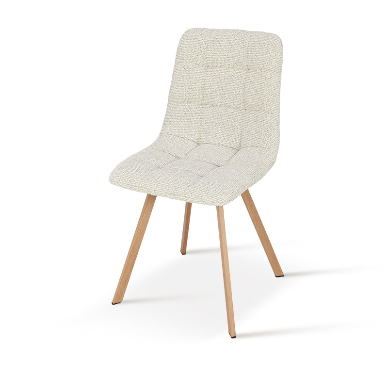 Silla de comedor elegante Aoife [Juego de 2] [Tela de lino] [Patas de metal de roble]
