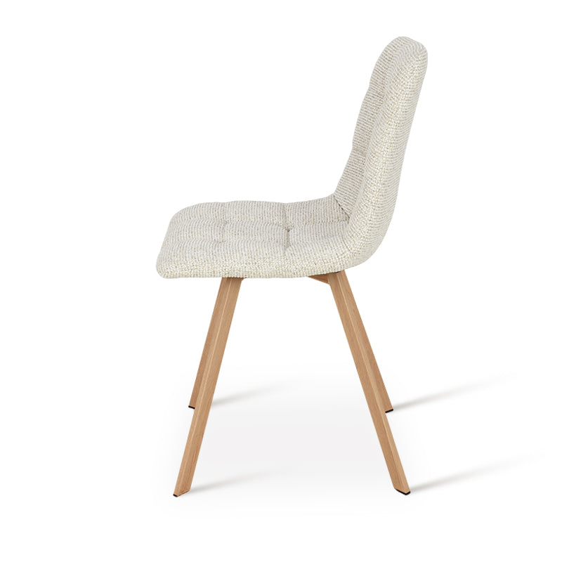 Silla de comedor elegante Aoife [Juego de 2] [Tela de lino] [Patas de metal de roble]