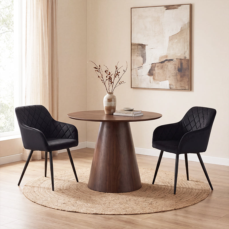 Silla de comedor con reposabrazos Frazer Sleek [Juego de 2] [Negro] [Terciopelo]