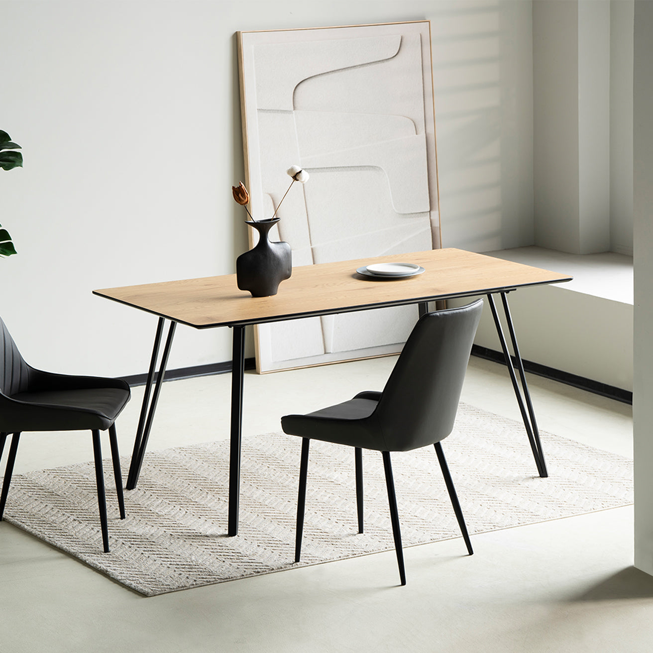 Mesa de comedor rectangular Fareeha [Tono madera] [160 cm]