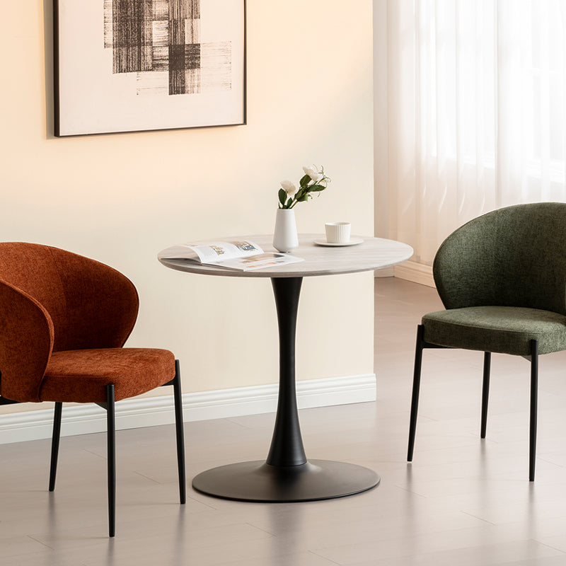 Mesa de comedor redonda Tiana y 4 Sillones de comedor Bard [Conjunto de Comedor]